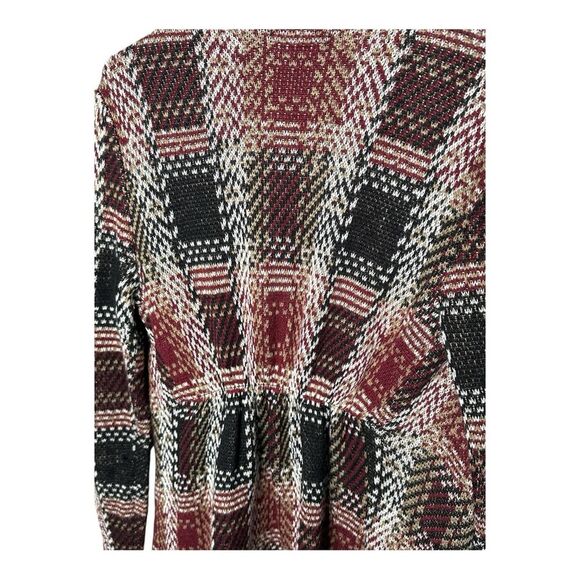 Signature I open front plaid cardigan size small fringe - Picture 6 of 8